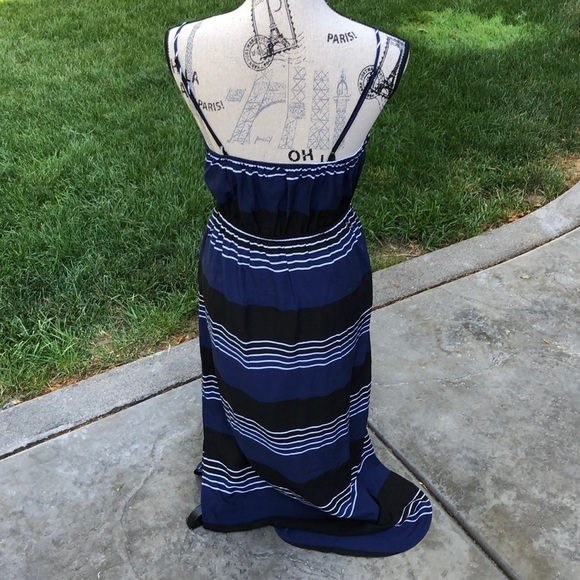 Old Navy Blue Black Maxi Side slit Sundress -M - Picture 3 of 7